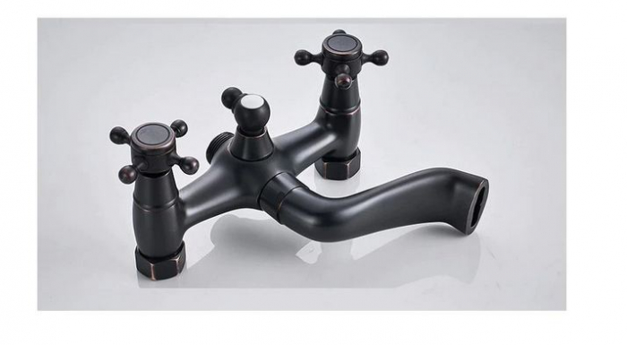 Set de dus din otel inoxidabil cu baterie pentru cada individuala, Stil Telefon, Negru, AquaSpa [5]