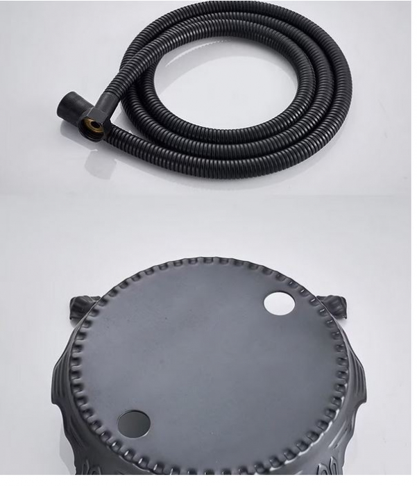 Set de dus din otel inoxidabil cu baterie pentru cada individuala, Stil Telefon, Negru, AquaSpa [7]