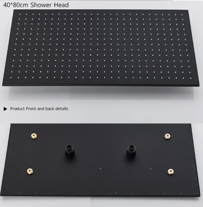 Set de dus incastrat, cu termostat, negru, palarie de 40 x 80, Aqua Spa [4]