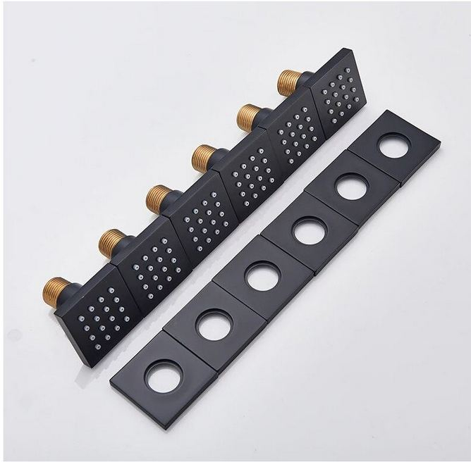 Set de dus Negru, AquaSpa, Display Led,Incastrat, Palarie de 20 CM [3]