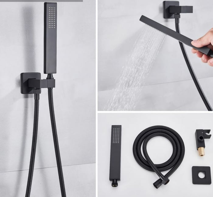 Set de dus Negru, AquaSpa, Display Led, Palarie de 30 cm, Incastrabil in tavan [3]