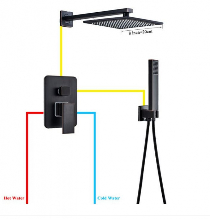 Set de dus Negru, AquaSpa, Palarie de 20 CM [5]