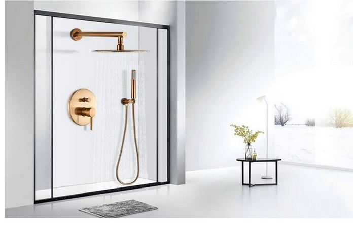 Set de dus RoseGold din otel inoxidabil cu montare pe perete, AquaSpa [7]