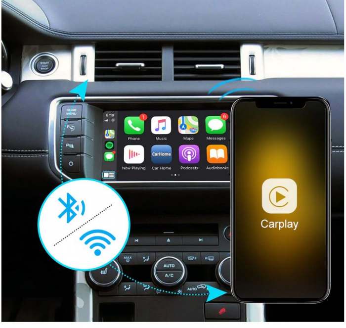 Sistem CarPlay wireless pentru Jaguar XE, XF, Range Rover Evoque, Discovery 4, cu Functie Android Mirror Link [4]