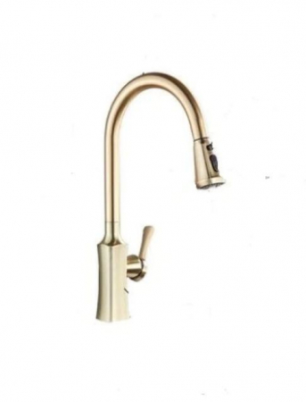Baterii sanitare - Baterie bucatarie aurie cu dus extractabil, AquaSpa