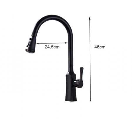 Baterie bucatarie neagra cu dus extractabil, AquaSpa [2]