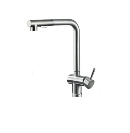 Baterii sanitare - Baterie bucatarie neagra, profesionala, cu dus extractibil si pipa flexibila, 2 functii de curgere a apei, AquaSpa