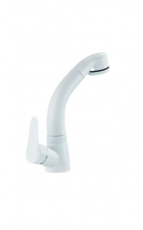 Baterii sanitare - Baterie chiuveta alba, cu pulverizator dublu extensibil si rotire 360 grade, AquaSpa