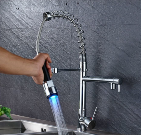 Baterie Chiuveta Cu Arc, AquaSpa, Finisaj Argintiu-Negru, Led [4]
