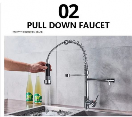 Baterie Chiuveta Cu Arc, AquaSpa, Rotativa, 360, Finisaj Negru Crom [6]