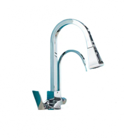 Baterii sanitare - Baterie de bucatarie cu 3 cai pentru apa purificata cu dus extractibil si 2 functii, crom, tip D, AquaSpa