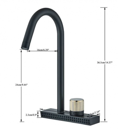 Baterie de bucatarie cu sistem de curgere tip cascada, cu 2 moduri de curgere a apei, negru mat, AquaSpa [6]