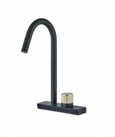 Baterii sanitare - Baterie de bucatarie cu sistem de curgere tip cascada, cu 2 moduri de curgere a apei, negru mat, AquaSpa