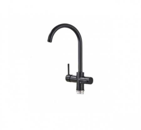 Baterii sanitare - Baterie de bucatarie pentru apa purificata, cu 2 functii, negru cu picatele, Tip B, AquaSpa