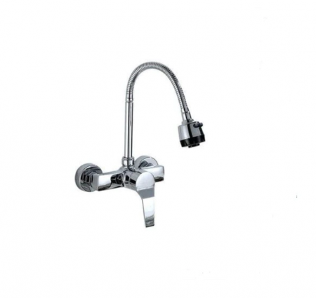 Baterii sanitare - Baterie din alama cu montaj pe perete si teava cu rotire 360 de grade, crom, AquaSpa