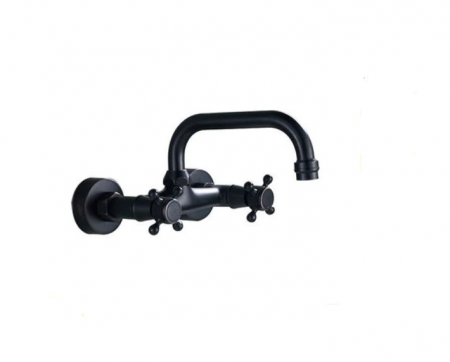 Baterii sanitare - Baterie din alama cu montaj pe perete si teava cu rotire 360 de grade, negru-bronz, Tip Z, AquaSpa