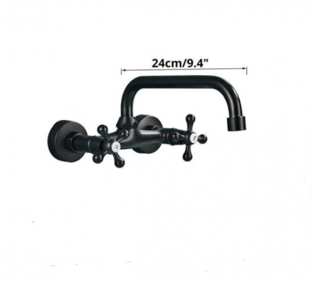 Baterie din alama cu montaj pe perete si teava cu rotire 360 de grade, negru mat, Tip Z, AquaSpa [1]