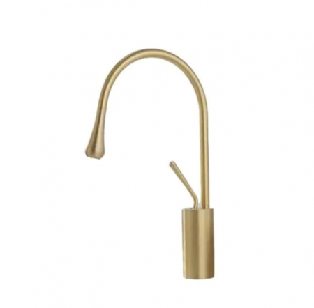 Baterii sanitare - Baterie lavoar aurie, cu pipa flexibila, inalta, 360 grade