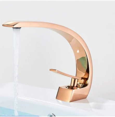 Baterie lavoar baie, Rose-Gold, curbata in forma de C [1]