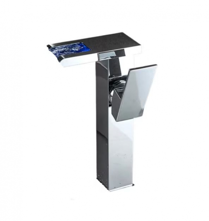 Baterii sanitare - Baterie Lavoar crom, cu Led, tip Cascada, 24 cm inaltime, AquaSpa