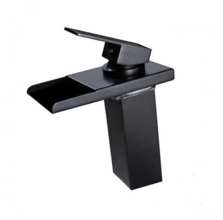 Baterii sanitare - Baterie lavoar cu LED tip cascada, Negru