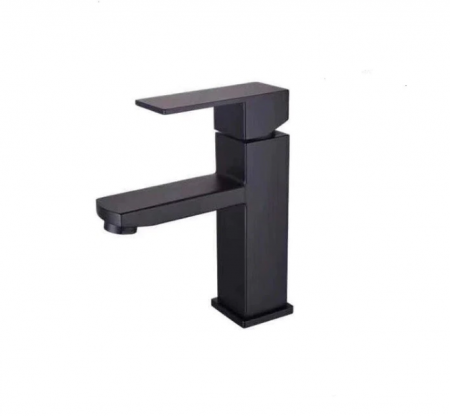 Baterii sanitare - Baterie neagra din alama cu montaj pe lavoar, 18 cm intaltime