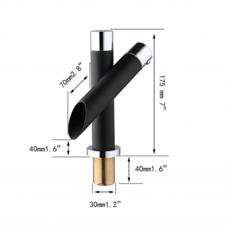 Baterie neagra pentru baie cu maner modern [2]