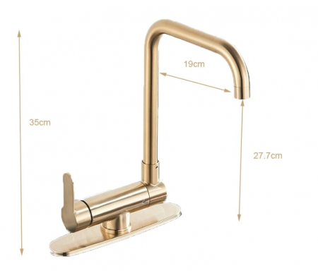 Baterie pentru chiuveta de bucatarie aurie cu arc innalt , rotativa, 360 de grade, pivotanta [3]