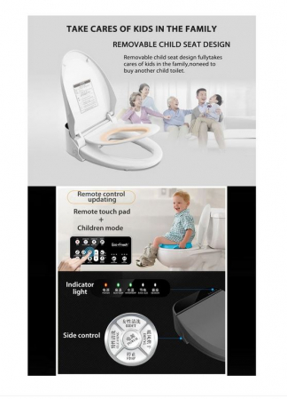 Capac WC Inteligent cu Display Led, Telecomanda, Functie Bideu, Colac Copii, Masaj, Incalzire Colac, Female Wash [2]
