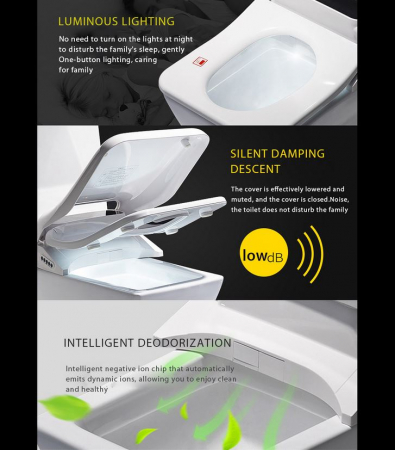 Capac WC Inteligent cu display ,Patrat, Telecomanda, Functie Bideu,Masaj, Incalzire Colac, Female Wash [5]