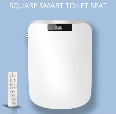Accesorii vase de toaleta - Capac WC Inteligent cu telecomanda,model patrat, functie bideu, senzor miscare, masaj, incalzire colac, auto deschidere si inchidere, afisaj LCD, female wash, 51 cm lungime
