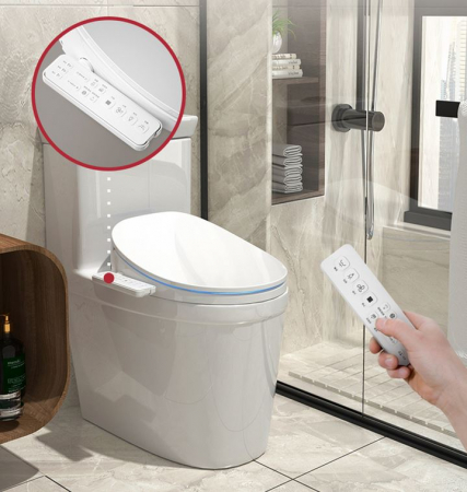 Capac WC Inteligent EcoFresh, Functie Bideu, Incalzire Colac, lumina, Female Wash, auto deschidere si inchidere, Control Lateral, 480 mm Lungime [2]