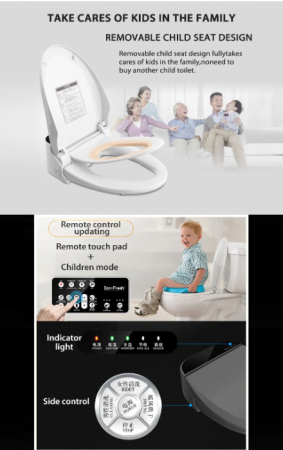 Capac WC Inteligent Telecomanda, Functie Bideu, Senzor Miscare, Masaj, Incalzire Colac, Female Wash [3]
