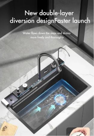Chiuveta multifunctionala din otel inoxidabil cu accesorii incluse, baterie cu afisaj digital, dimensiune 750x450mm, AquaSpa [6]