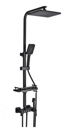 Coloane de dus - Coloana de dus cu termostat, negru, cu 4 functii, AquaSpa