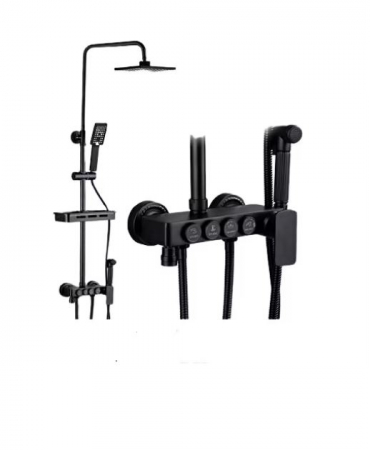 Coloana de dus cu termostat, negru, reglabil pe inaltime, functie bideu [1]
