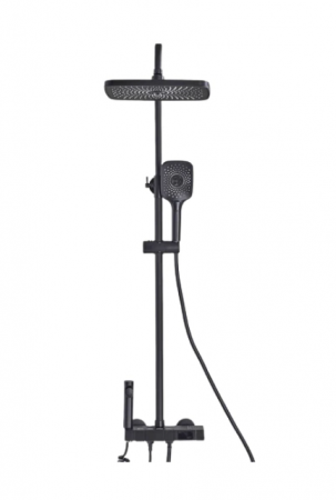 Coloane de dus - Coloana de dus neagra, reglabila pe inaltime, cu display Led si functie de bideu, Piano Style, AquaSpa