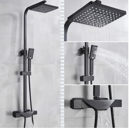 Coloana De dus,Negru,Baterie cu termostat, AquaSpa [3]