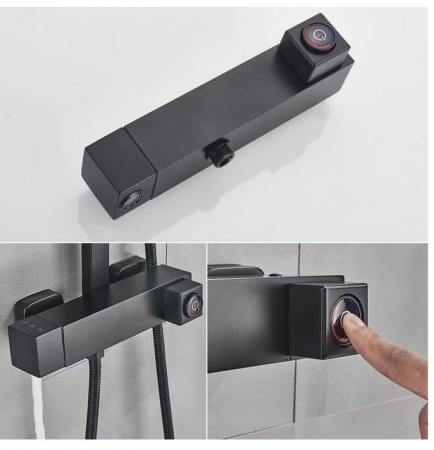 Coloana De dus, Negru, Cu baterie fixa si buton de deschidere a apei, AquaSpa [4]