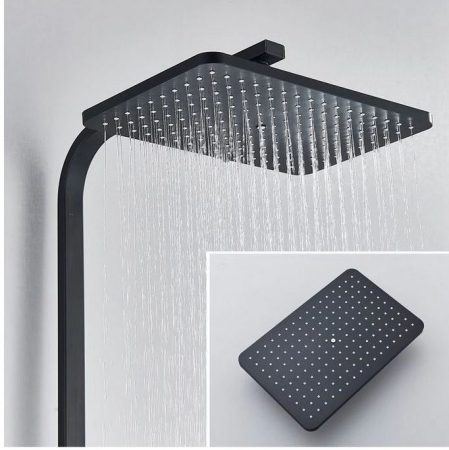 Coloana De dus, Negru, Cu baterie fixa si buton de deschidere a apei, AquaSpa [1]