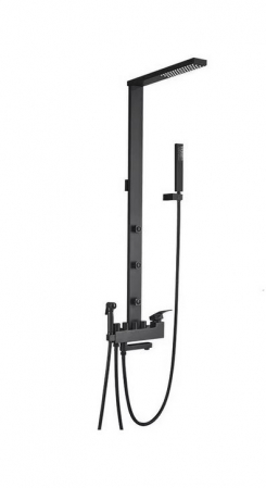 Coloane de dus - Coloana de dus negru mat , 5 moduri de curgere a apei, efect ploaie , jeturi spa, functie bideu