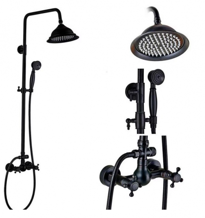 Coloana De dus, Negru, Retro, cu baterie, Fixa, AquaSpa [1]