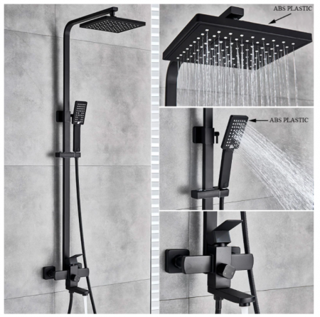 Coloana De dus Retro cu baterie, AquaSpa, Negru, Fixa [6]