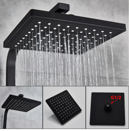 Coloana De dus Retro cu baterie, AquaSpa, Negru, Fixa [2]
