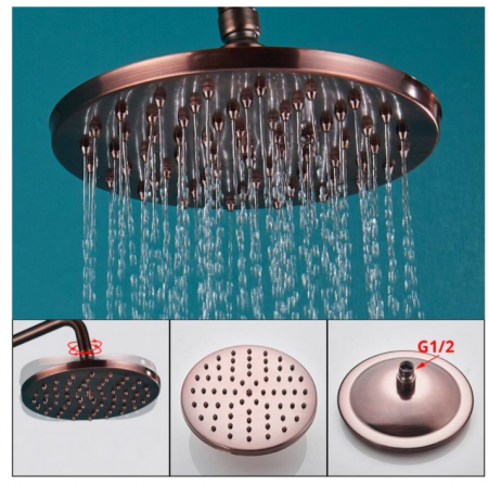 Coloana de dus stil contemporan negru bronz cu robinet pivotant si ploaie pentru baie [1]