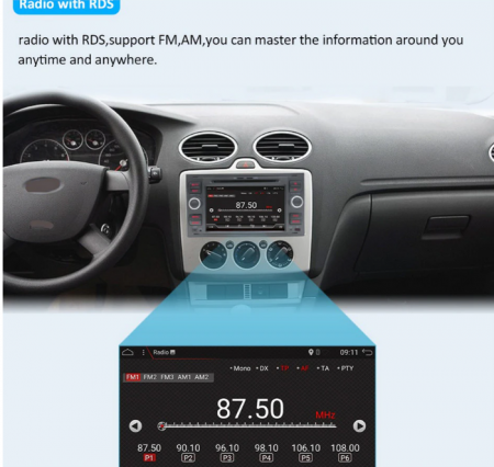 Navigatie Android 9.0, Octa-Core, 7 inch, 2G Ram+32Gb ROM, Ford Mondeo,Focus,Transit,C-MAX,S-MAX,Fiesta,Kuga,Transit,Fusion [2]