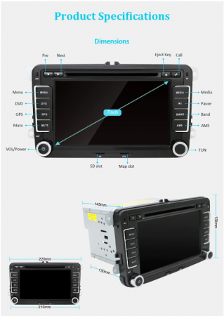 Navigatie DVD, CD Player, VW GOLF 5 6, Passat B6 B7 CC, Tiguan, Jetta, EOS, Polo Sharan, Telecomanda.Camera Marsarier Cadou [8]