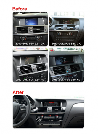 Navigatie Gps BMW X3 F25 (2010-2012) CIC, X3 F25 (2013-2017) NBT, X4 F26 (2014-2017). Android 7.1 2GB RAM + 32 GB ROM , Internet , 4G , Aplicatii , Waze , Wi Fi , Usb , Bluetooth , Mirrorlink [3]