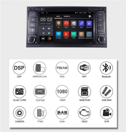 Navigatie Volkswagen Touareg ,T5, Transporter Multivan-7 "HD IPS Android 9.0 - wifi 3g Bluetooth [3]