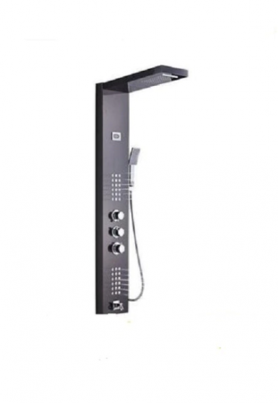 Coloane de dus - Panel de dus cu hidromasaj, AquaSpa, Negru, Inox mat, Display